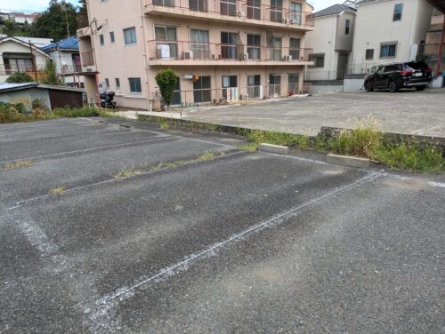 駐車場端草むしり前