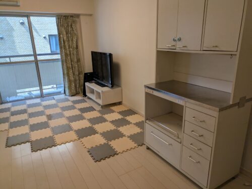 残置物処分、リビング、作業前