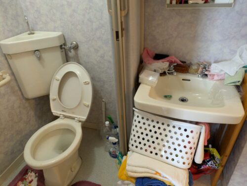 洗面所残置物処分前