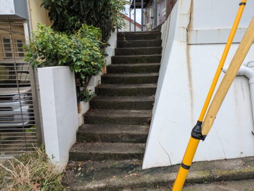 アパート入口階段草むしり後