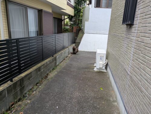 アパート側面草むしり後