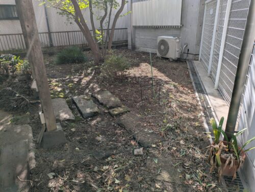 お庭西側草むしり後