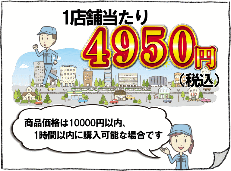 買い物代行の料金は1商品4500円